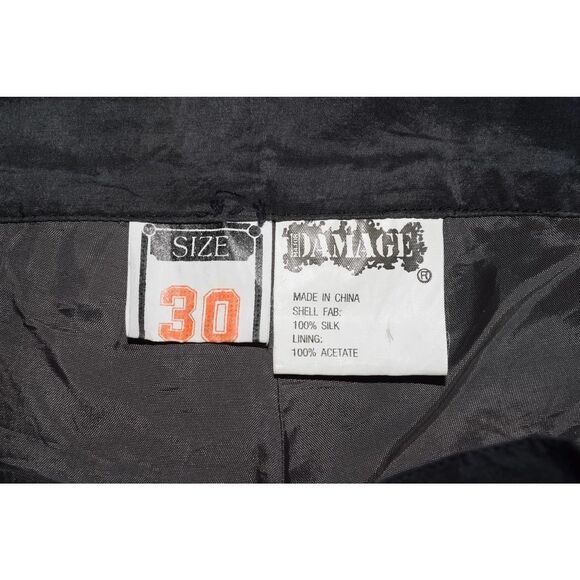 Major Damage Gray 100% Silk Leather Trim Pants - 30 - Picture 3 of 3